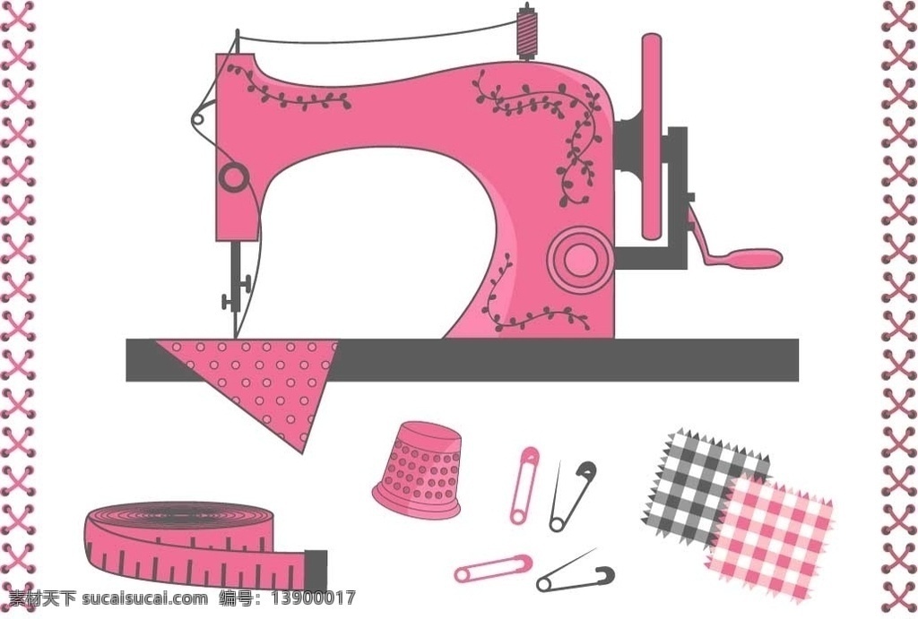 缝纫机图片 缝纫机 裁缝 缝纫 服装 纺织 工艺 设备 针 裁剪 皮尺 别针