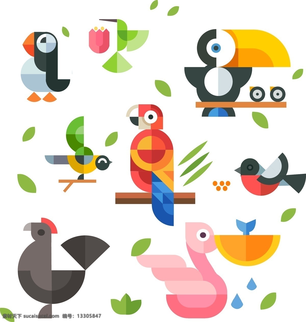 幾何組合動(dòng)物 幾何動(dòng)物 動(dòng)物矢量圖 鳥矢量圖 白色