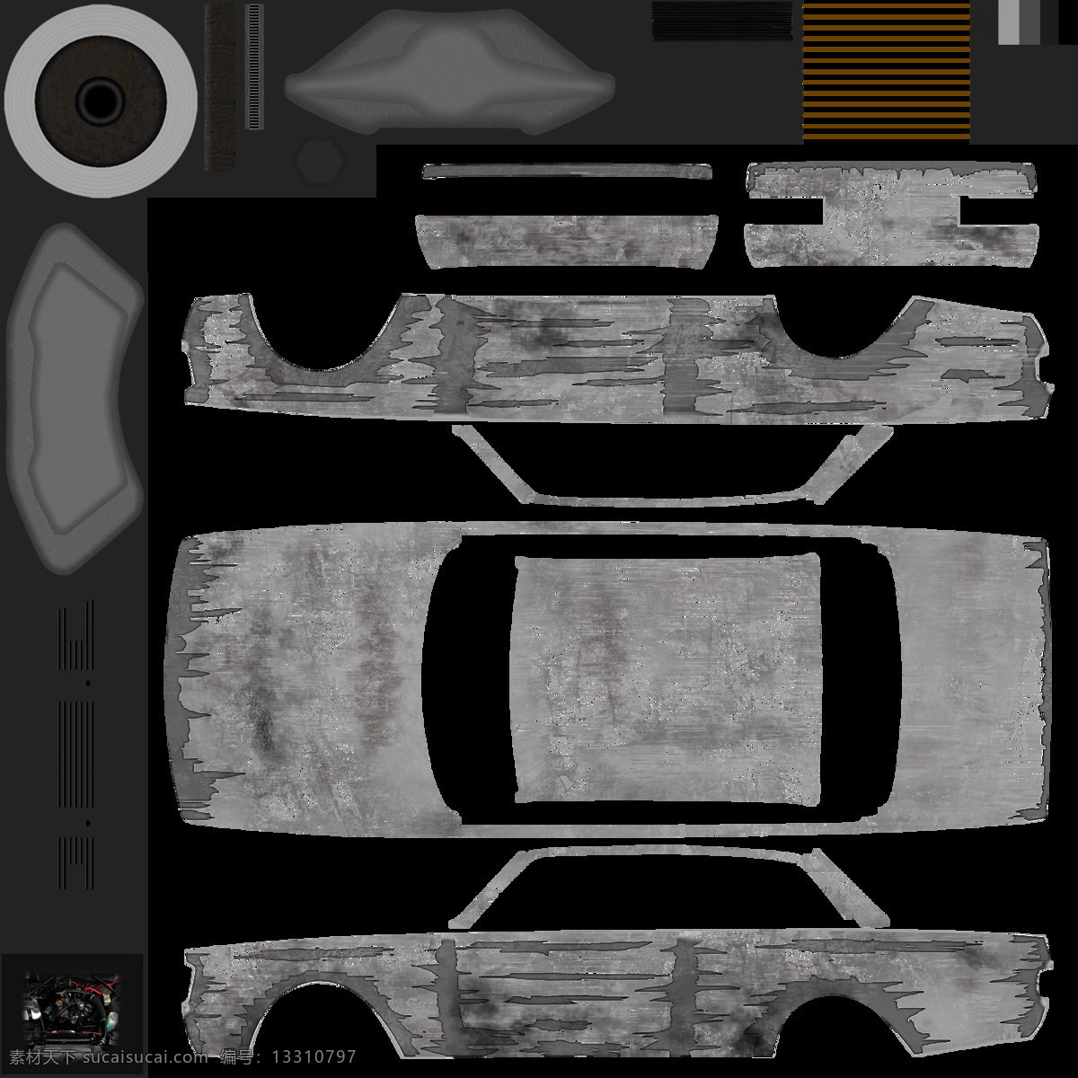 3d 老式 汽车模型 模型 3d模型 3d渲染 效果图 轿车 模型素材 黑白组合