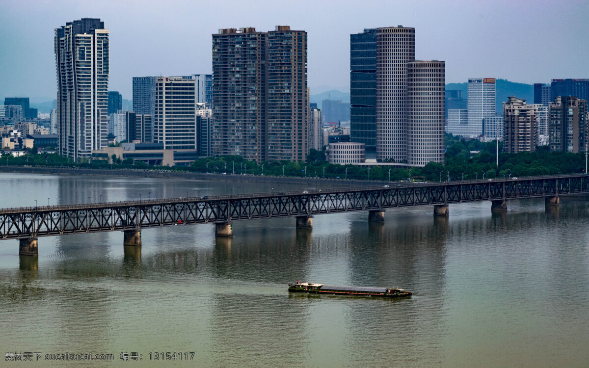钱塘江 建筑 高楼 桥 船 旅游摄影 国内旅游