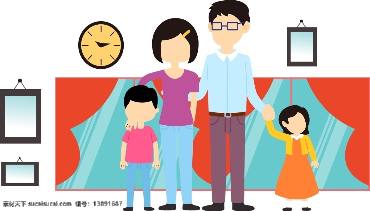 簡約 風(fēng) 一家 四口 家中 生活 元素 家庭 孩子 父親 母親 親情