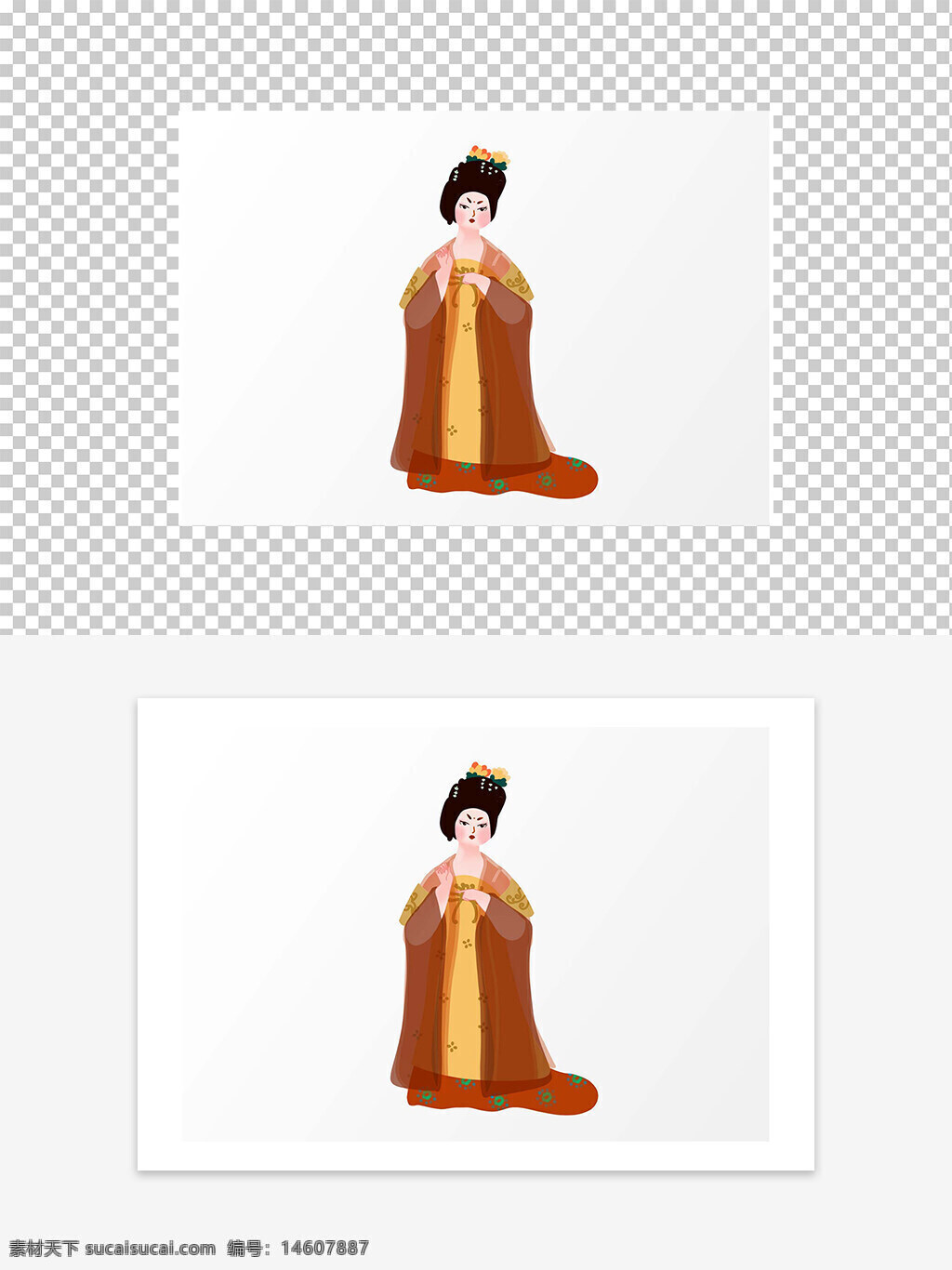唐朝 妃子 手繪 古代人物 插畫 古裝 傳統(tǒng)服飾 女性 宮廷 古風(fēng) 藝術(shù)設(shè)計 圖案 元素 裝飾