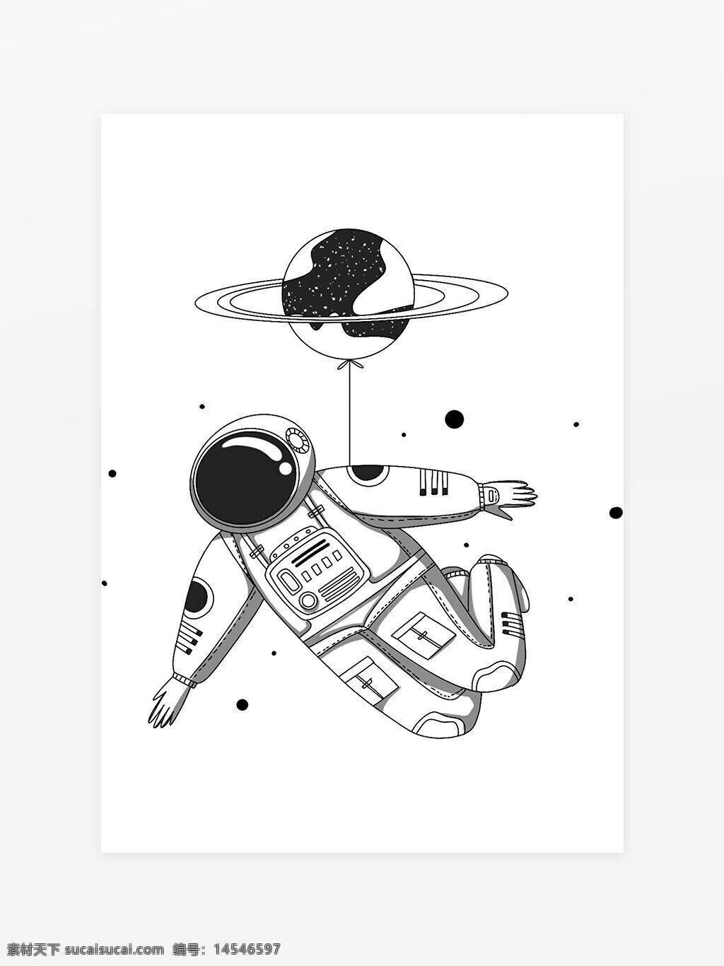 卡通太空宇航员元素 卡通宇航员 太空宇航员 星球 圆点