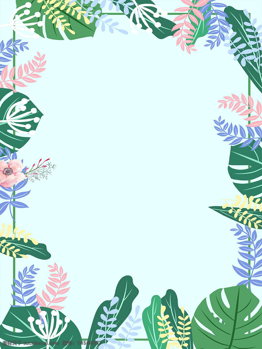 热带植物装饰背景 热带植物 装饰背景 叶子 龟背叶 绿叶 花叶