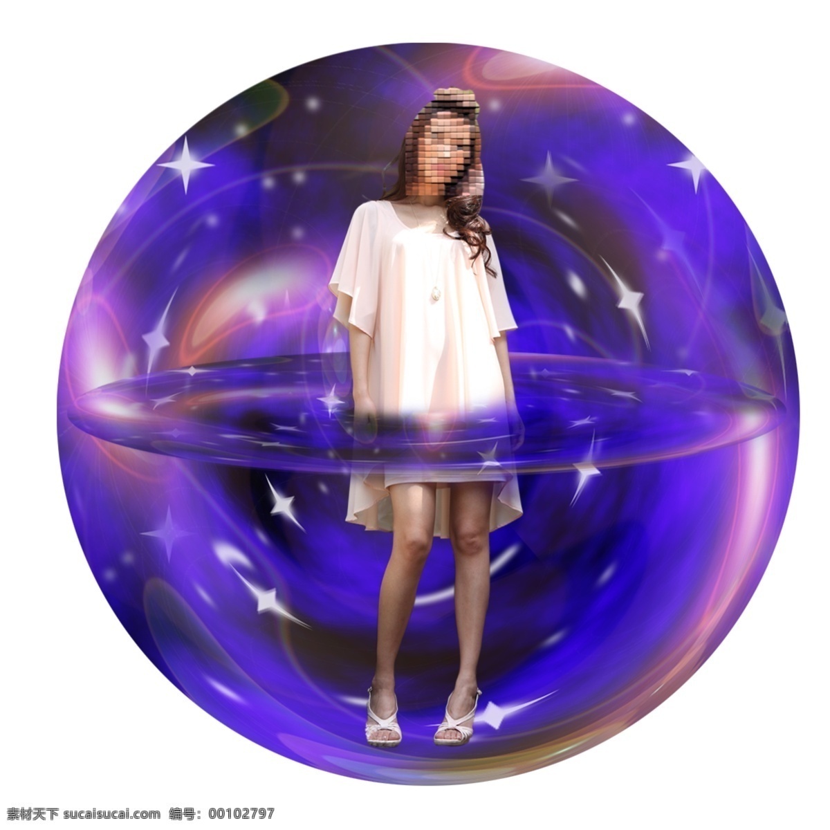 梦幻水晶球 水晶球制作 水晶球 美女 分层 源文件