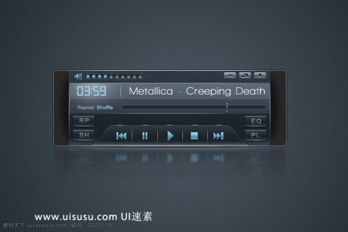 低调 超酷 音乐 播放器 ui ui设计 播放 电源 金属按钮 列表 欧美模板 网页模板 音量 ui组件 黑色ui 网页组件 用户界面 质感按钮 滑竿 psd源文件