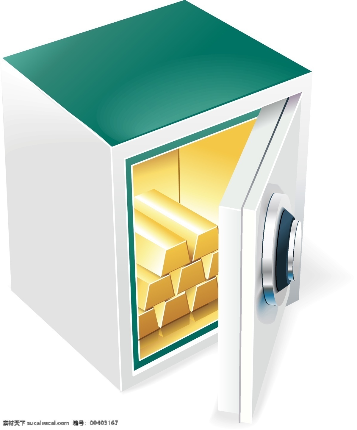 矢量 绿色 保险箱 元素 金条 银行保险 ai元素 免扣元素