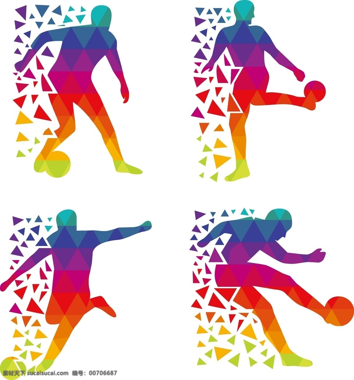 色 足球 运动员 剪影 几何 体育 球 足球运动员 运动的轮廓 多色 运动
