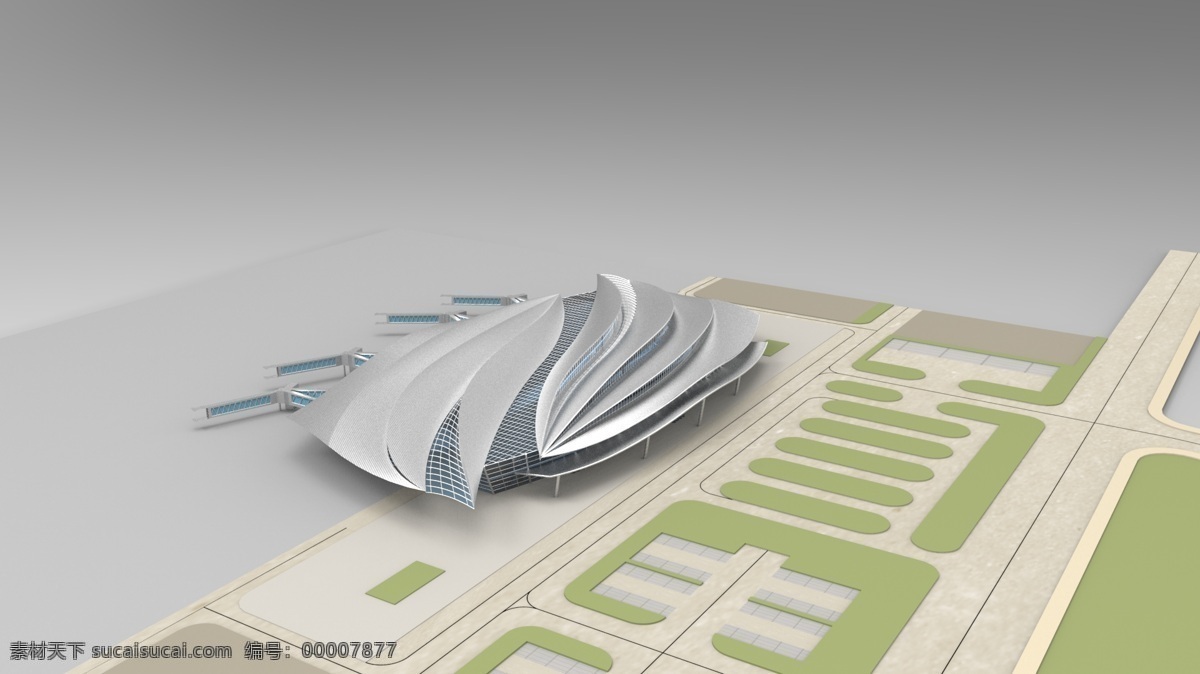 航站楼 3d设计 机场 模型 鸟瞰 效果图 日景 3d模型素材 其他3d模型