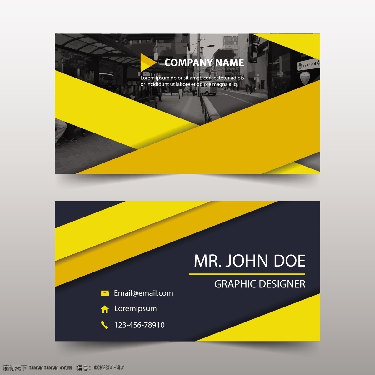 黄色商业名片 商标 名片 商务 抽象 卡片 模板 几何 办公室 形状 展示 黄色 文具 公司 品牌 现代 清洁 几何图形