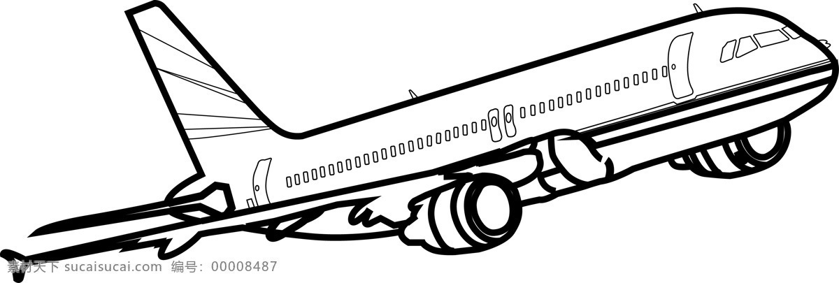飞机 绘图 线条 黑白 交通工具 现代科技