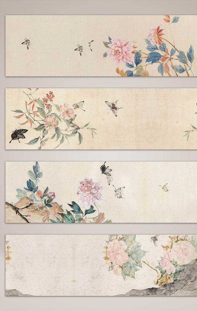中国 风 手绘 花 奔 海报 背景 中国风海报 banner 花奔海报 手绘花奔 中国风 淘宝海报 分层