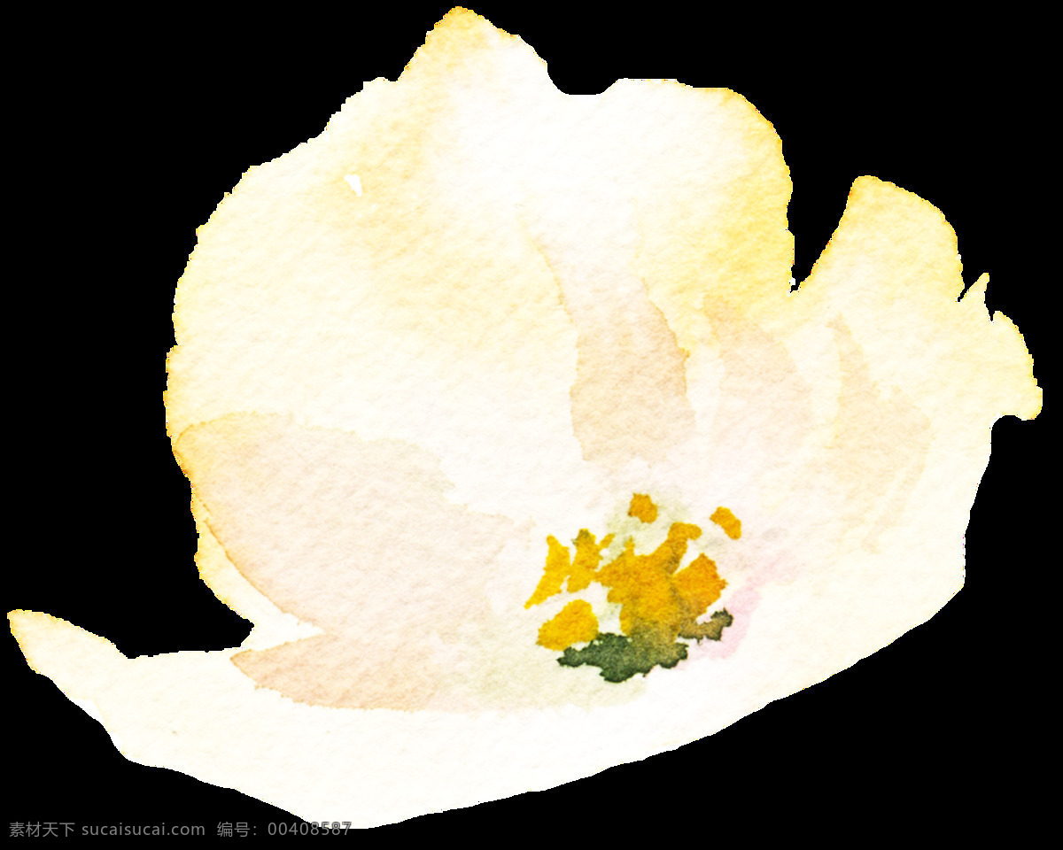 手绘 半 透明 花朵 黄色 免扣素材 水彩 透明素材 唯美 渲染 装饰图案