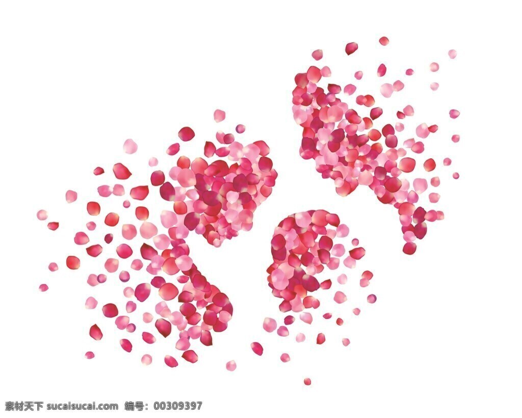 玫瑰 花瓣 组合 一家 三口 裙 海报 唯美 设计素材 爱心 温馨 粉色 创意 合成 装饰 矢量 源文件