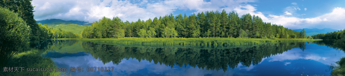 宽幅 高清 风景 大图 蓝天 绿水 湖水 树林 宁静 旅游摄影 自然风景 摄影图库