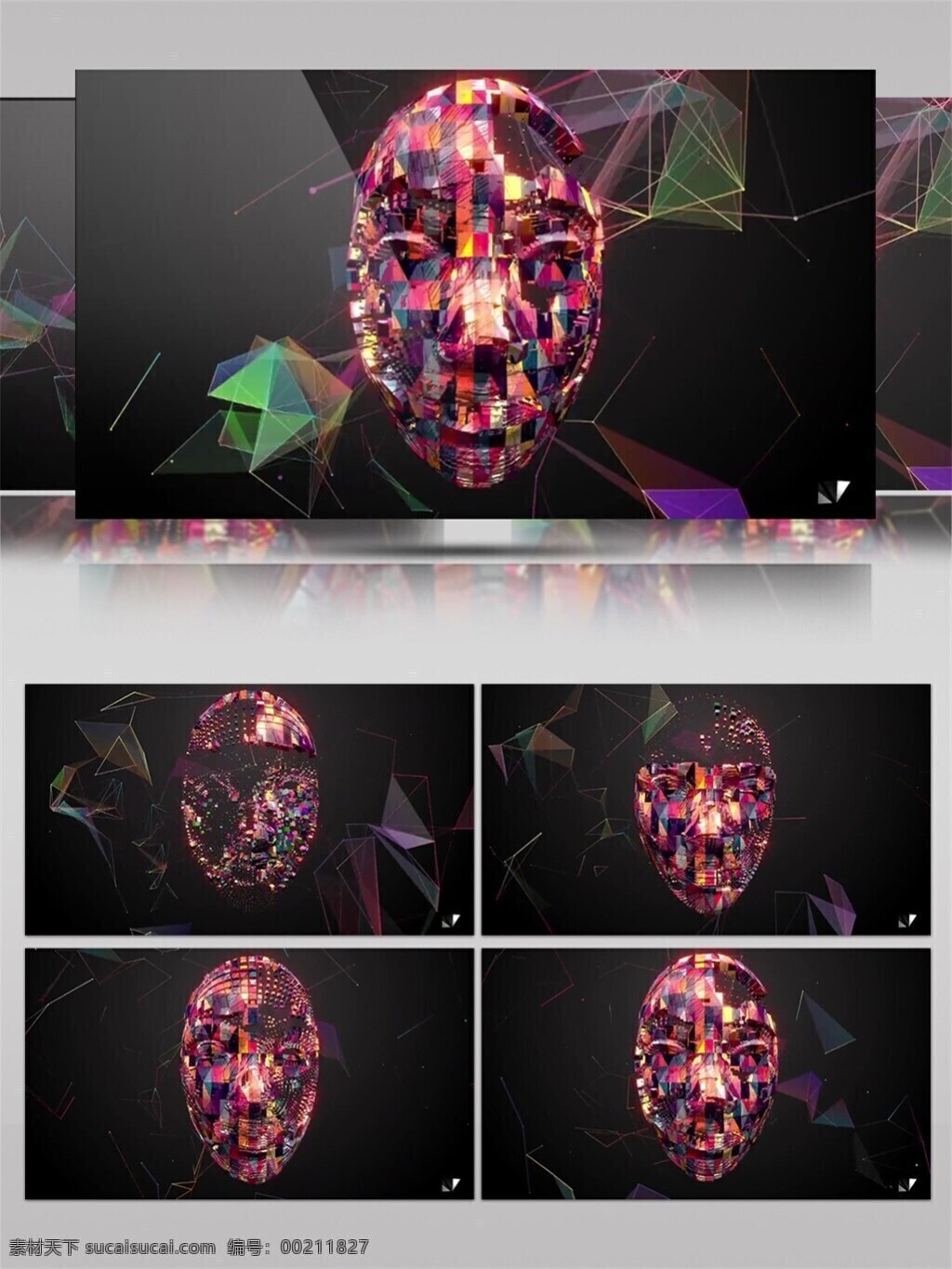 彩色 动感 机器人 头像 高清 视频 3d视频素材 动态流光 光芒四射 浩瀚宇宙 机器 星空背景 音乐