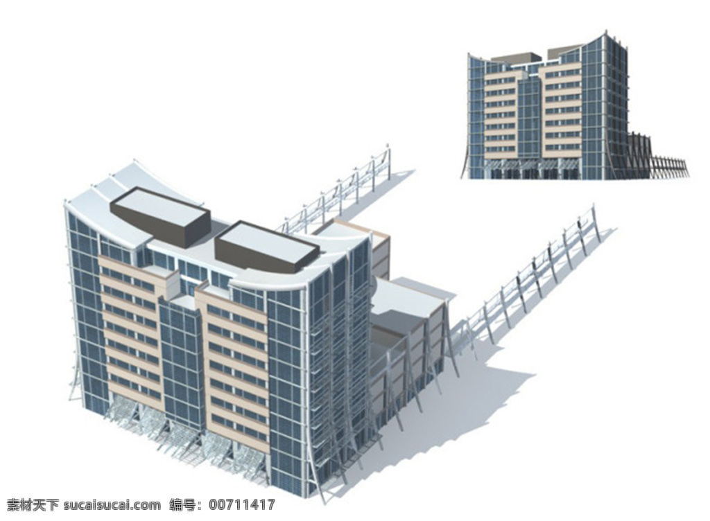 max 公共 建筑 办公楼 3d 模型 3d模型 白色