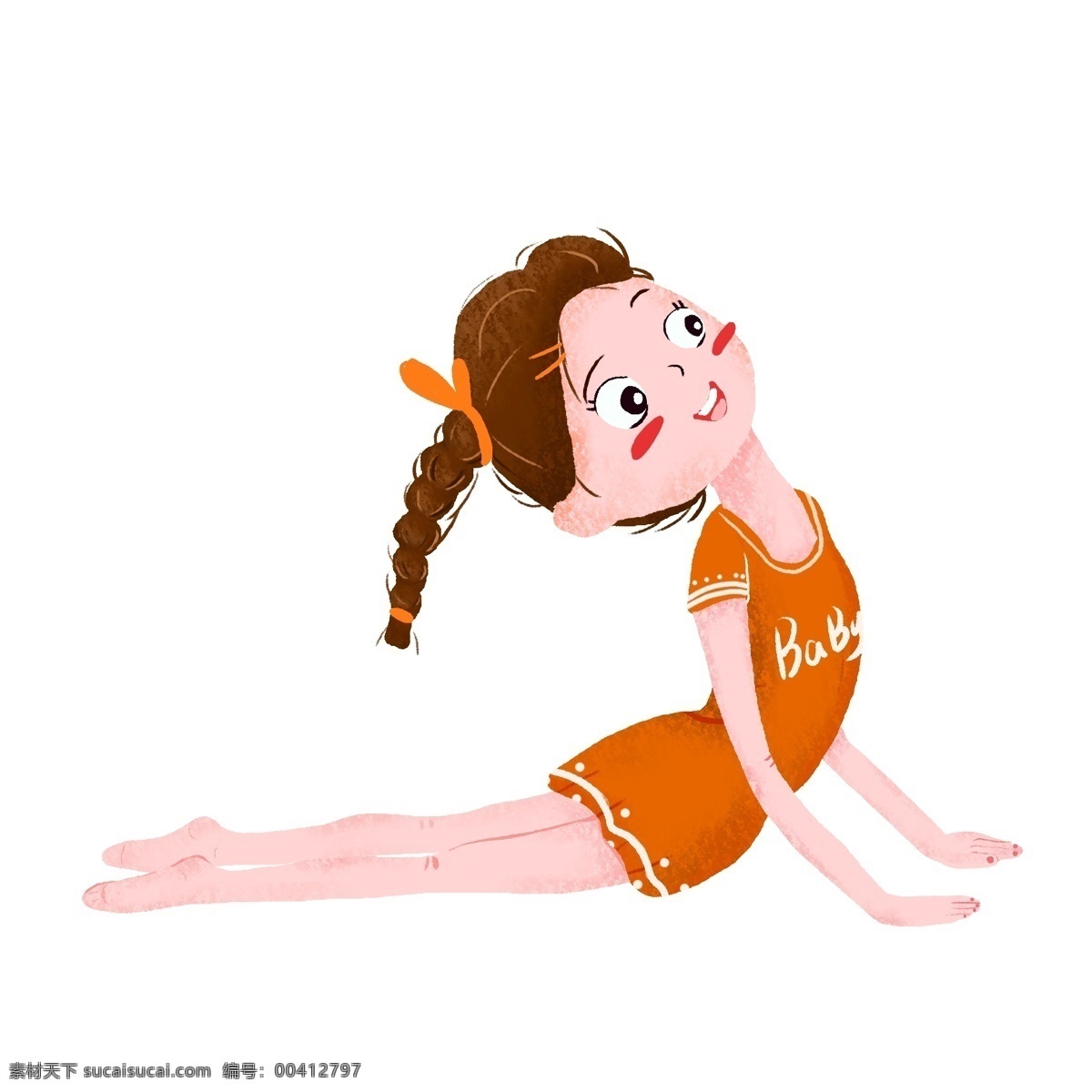 卡通 可爱 一个 做 瑜伽 小女孩 运动 女孩 女生 插画 人物