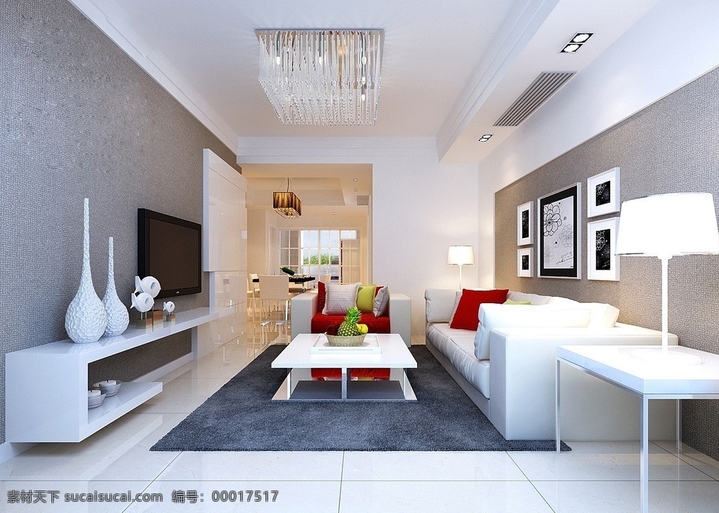白色 简约 客厅 效果图 时尚 原max文件 餐厅 细节 样板房 室内设计 室内模型 3d设计模型 源文件 max