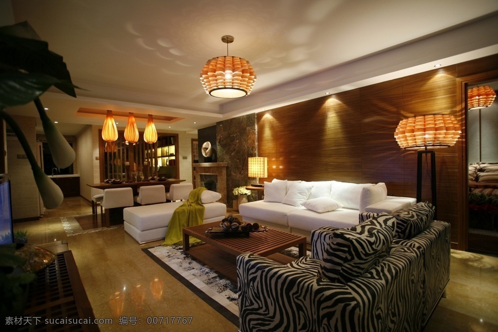 现代 时尚 客厅 白色 花纹 地毯 室内装修 效果图 客厅装修 瓷砖地板 条纹沙发 橘色吊灯