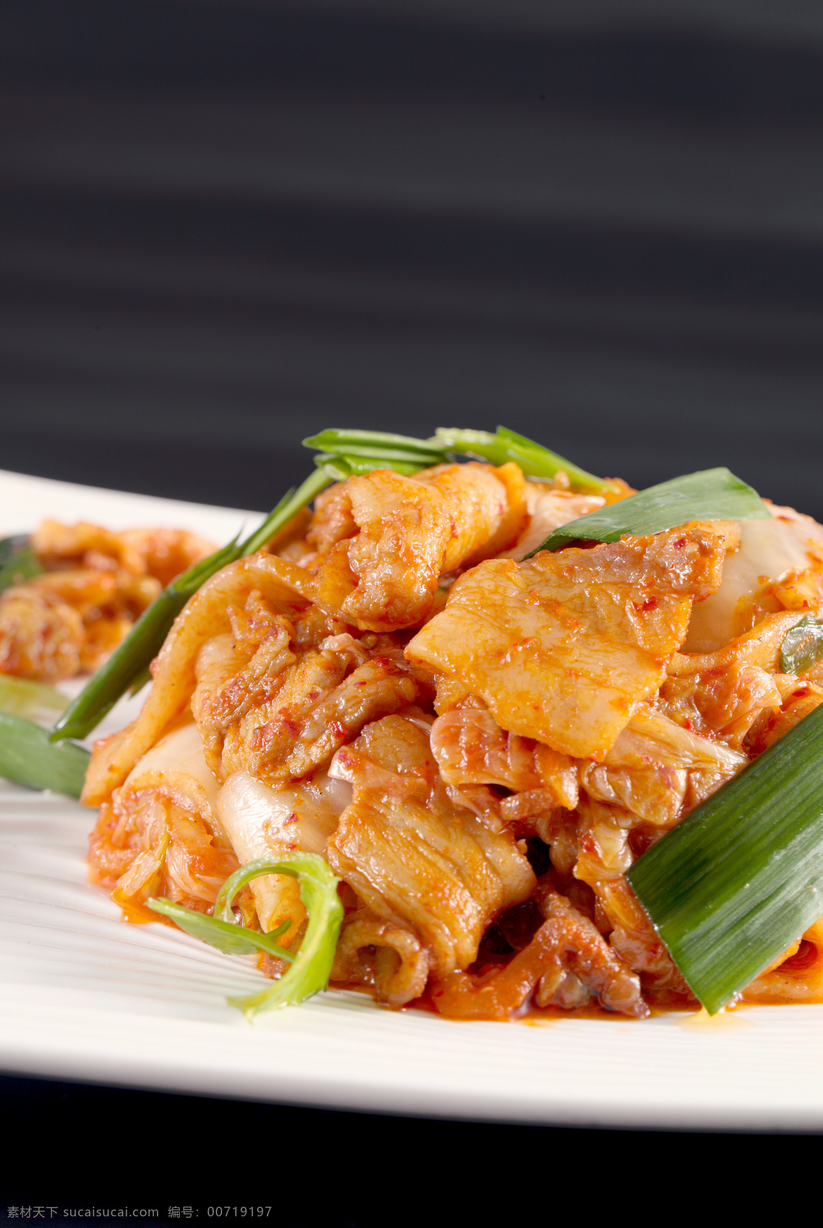 韩国 泡菜 五花肉 肉 猪肉 白盘 餐饮美食 传统美食