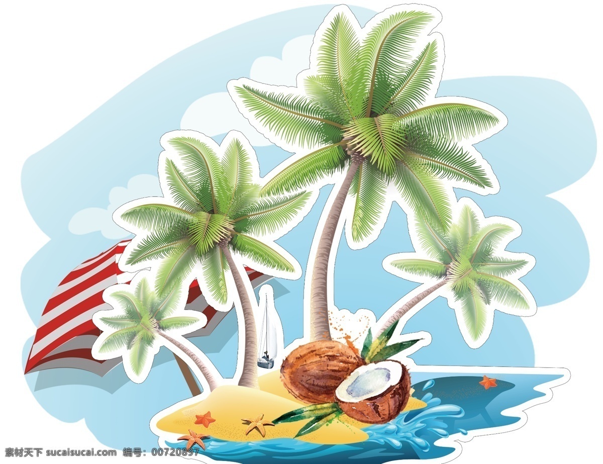 椰树 假日 夏季 海滩 椰子