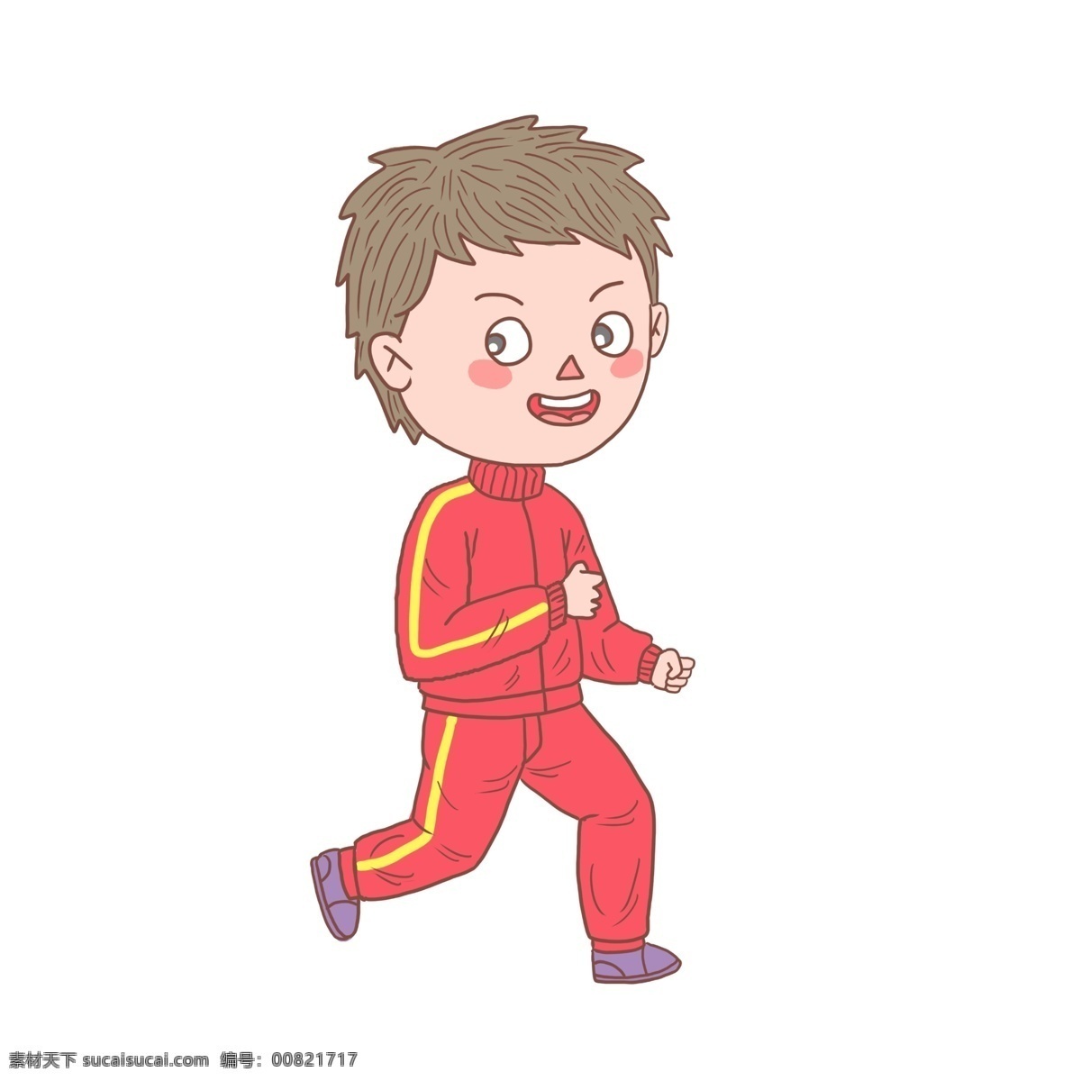 卡通 手绘 人物 慢跑 少年 手账 简笔画 帅气少年 开心男孩 跑步男孩 晨练男生 运动少年