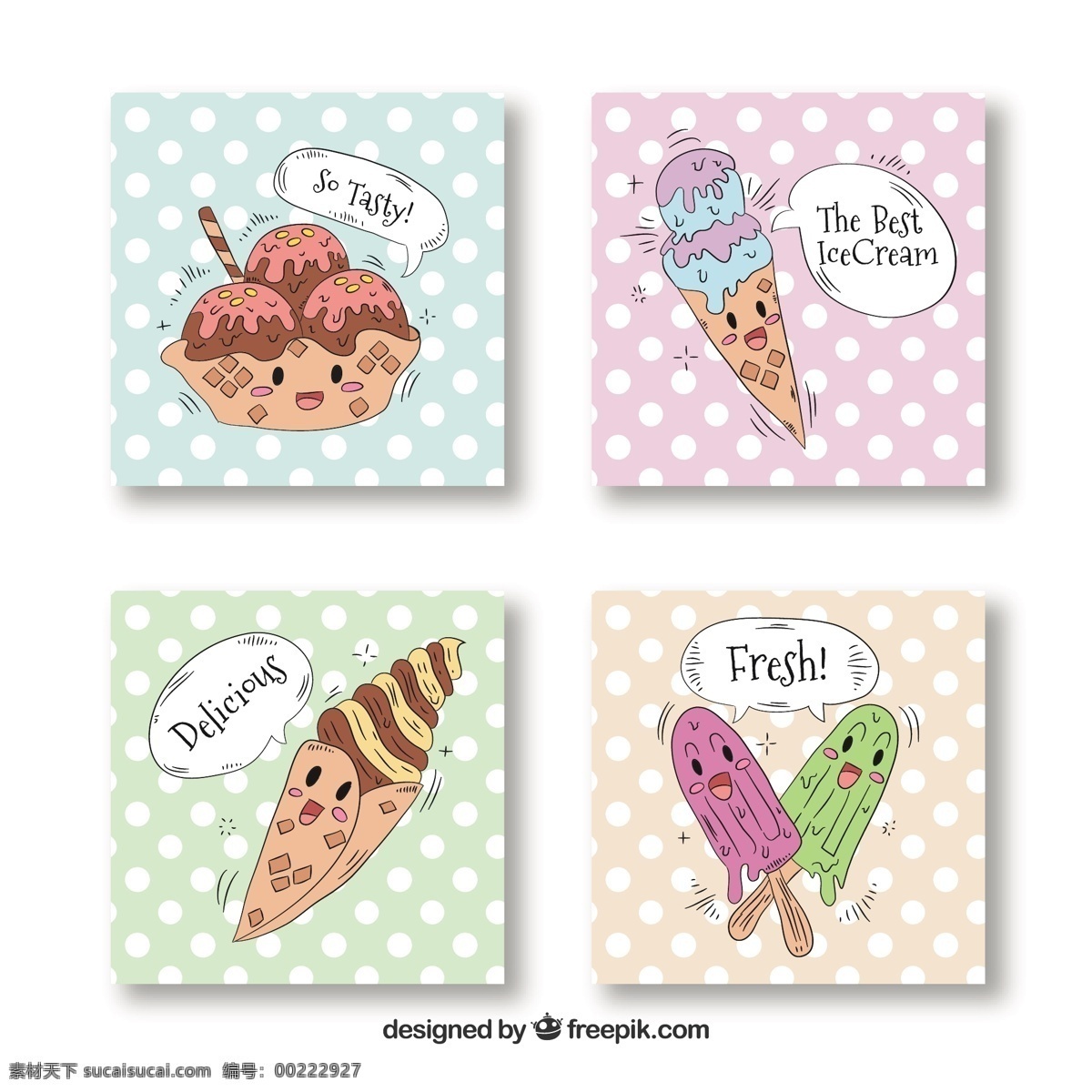 带有 大 冰淇淋 字符 点 牌 食物 卡片 手 夏天 模板 人物 手绘 可爱 颜色 冰 圆点 甜 有趣 装饰 甜点 滑稽 奶油 吃