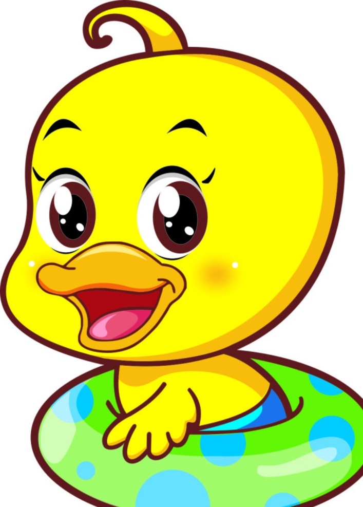 可爱小黄鸭 卡通鸭子 鸭仔 黄色动物 游泳圈 夏季 海边度假 卡通设计
