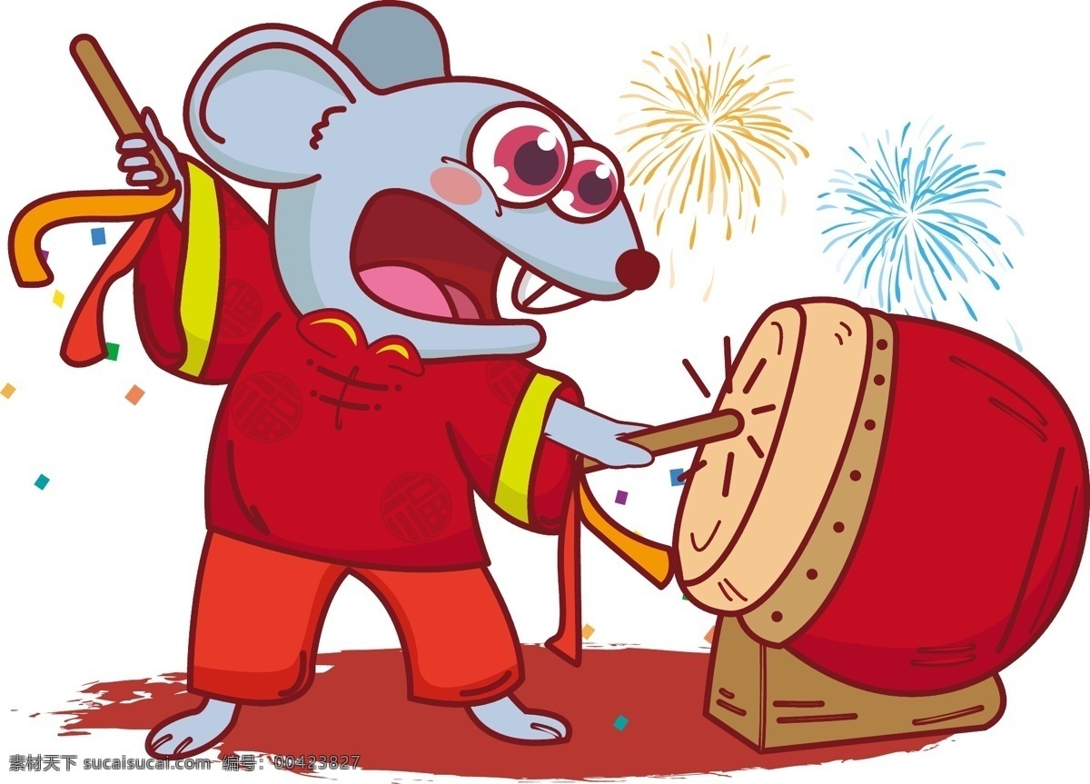 老鼠打鼓 老鼠 打鼓 鼓 2020年 新年 气氛 鼠年 人物图库 职业人物