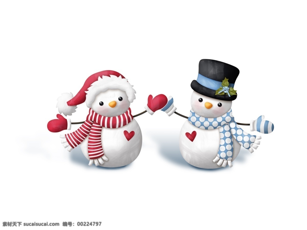 卡通 可爱 雪人 装饰 冬天 情侣 爱心 帽子
