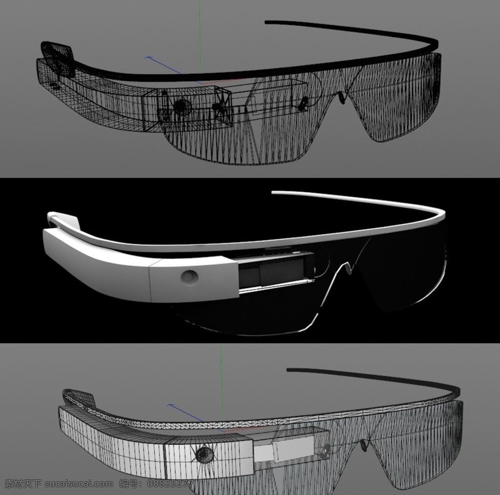 谷歌眼镜 眼镜 谷歌 max 3d模型 c4d maya 3d设计 3d作品