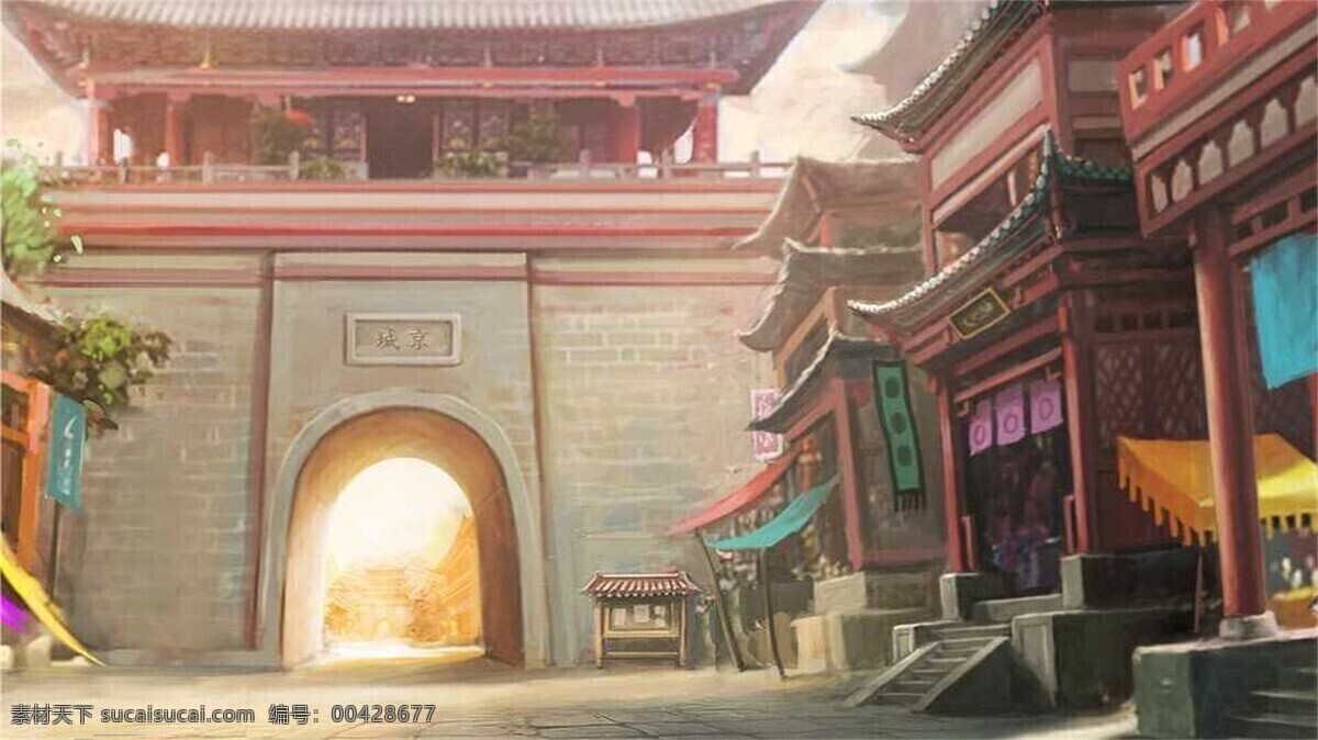 日 系 动漫 背景图片 游戏 背景 山海 古风 建筑 仙侠 底纹边框 其他素材