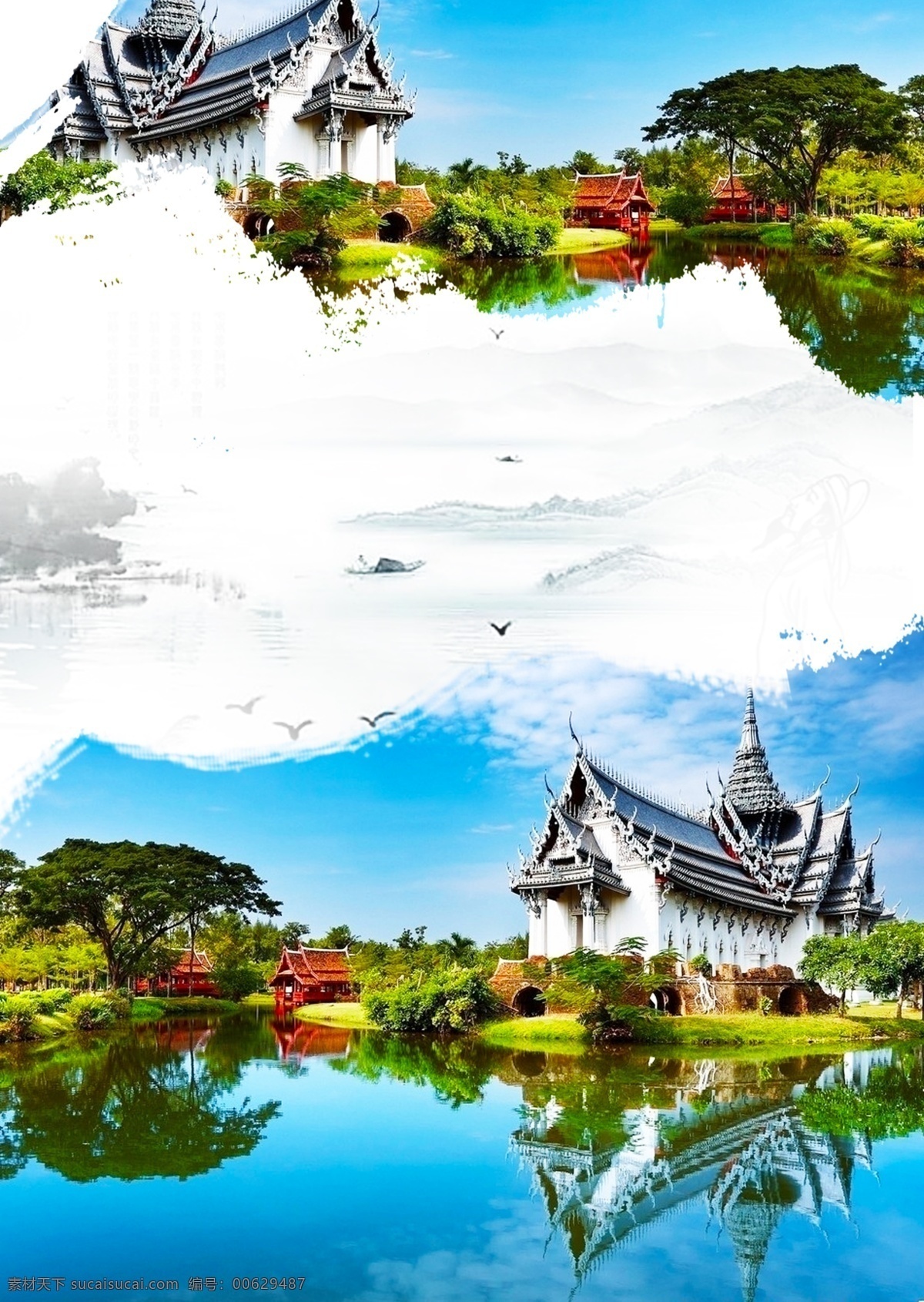 精美 泰国 风景 海报 背景 海报背景 旅游背景 曼谷 商业背景 泰国风情 泰国旅游背景 泰国印象