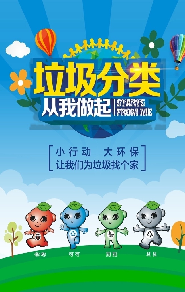 垃圾分类 垃圾 分类 咸阳 绿色 简约 各种垃圾
