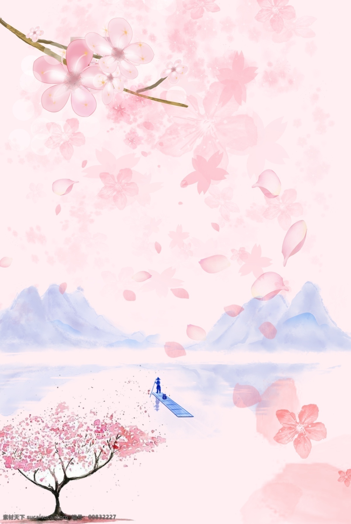 浪漫 樱花 粉色 海报 背景 季 花朵 唯美樱花 樱花盛开 粉色花朵