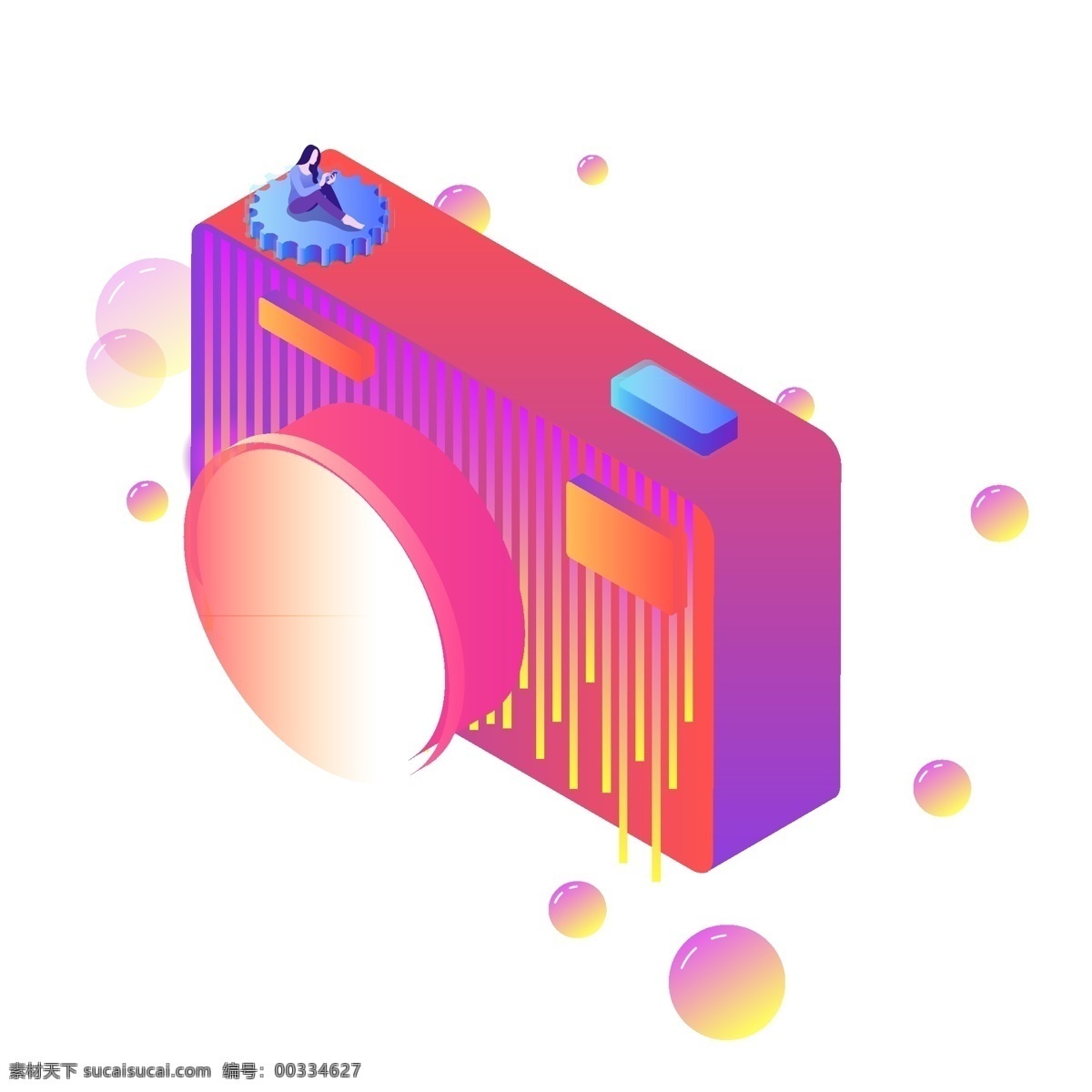 d 立体 相机 新闻 矢量 元素 2.5d 装饰 设计元素 可商用 炫彩 渐变