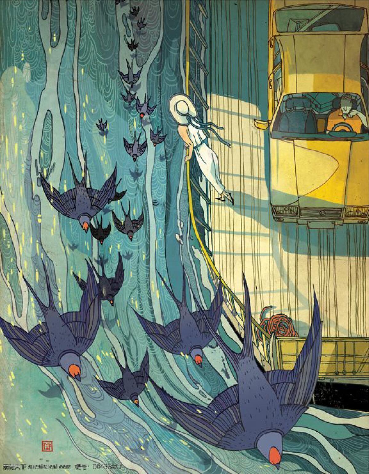 燕子图片 圣诞节 中国风 插画 海报 背景 元素 动漫动画 风景漫画