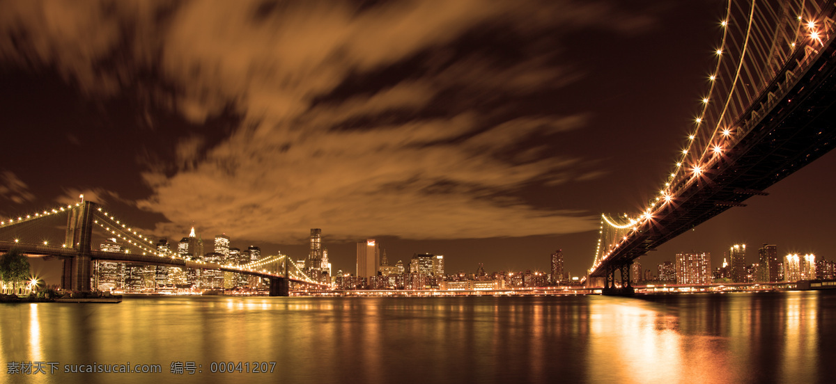纽约免费下载 大气 金色 纽约 桥 夜景 商务金融