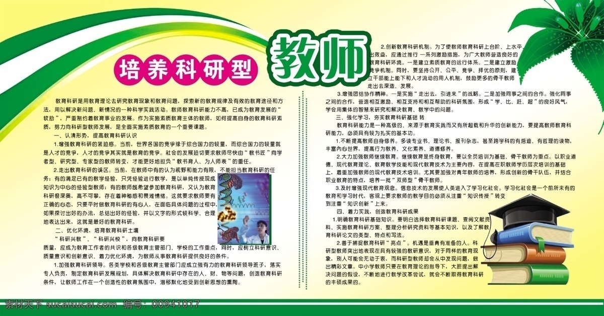 彩条 橱窗 广告设计模板 花朵 黄底背景 教师 实验 书籍 培养 科研型 展板 学校 校园 海报 展板模板 源文件 海报背景图