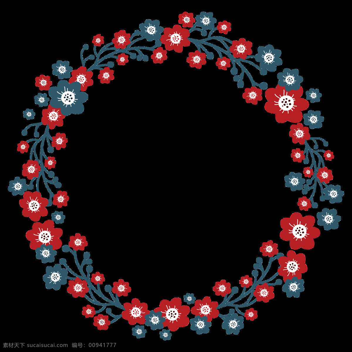 小红 花蓝 花花 环 透明 花朵 红色 蓝色 免扣素材 透明素材 圆环 装饰 装饰图片