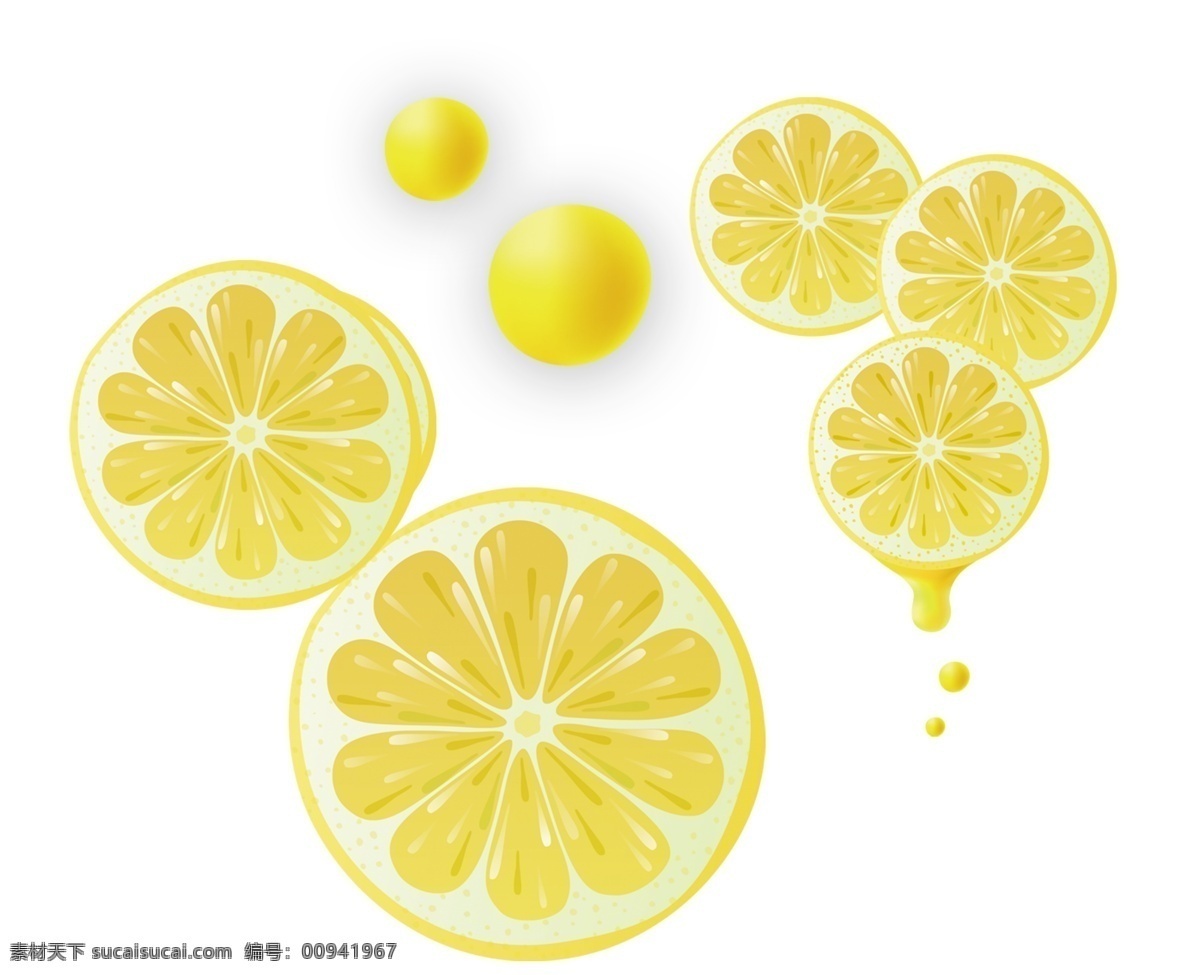 夏季 水果 柠檬 元素 海报 黄色