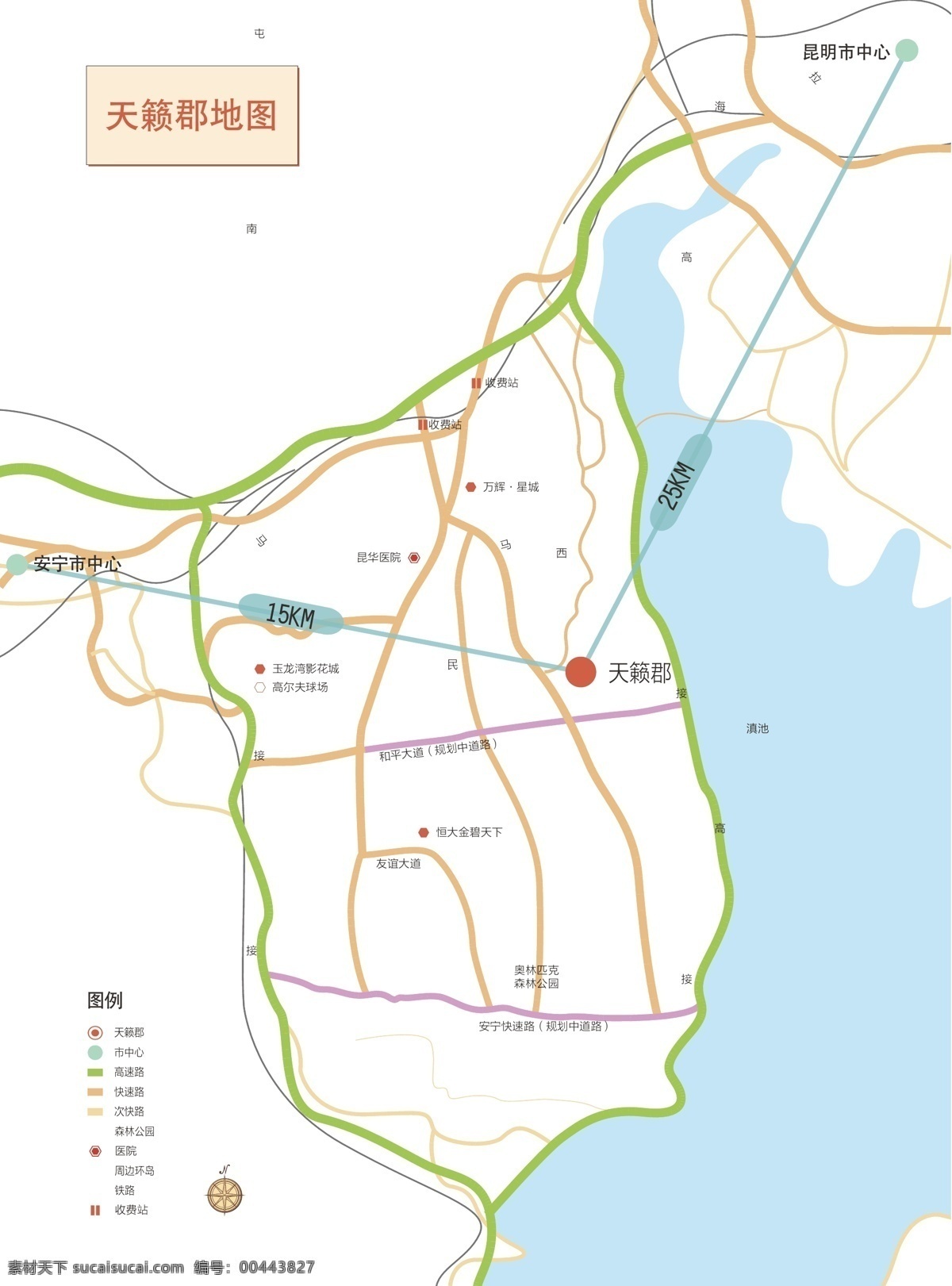 昆明 天籁 郡 地图 矢量图 昆明地图 天籁郡地图 交通线路 其他矢量图