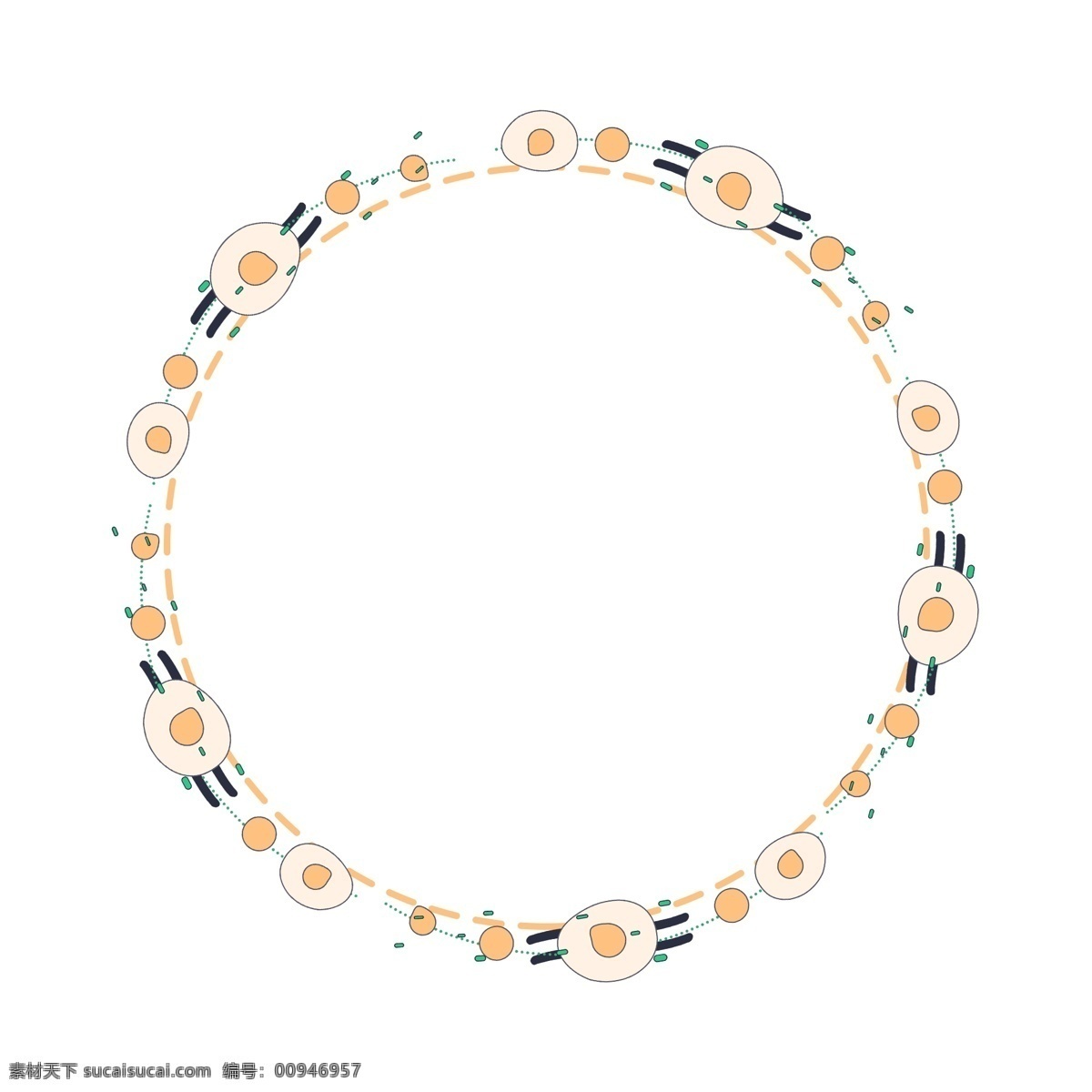 美味 荷包蛋 边框 插画 食物边框 圆形边框 鸡蛋边框 煎蛋边框 边框插图 煎蛋