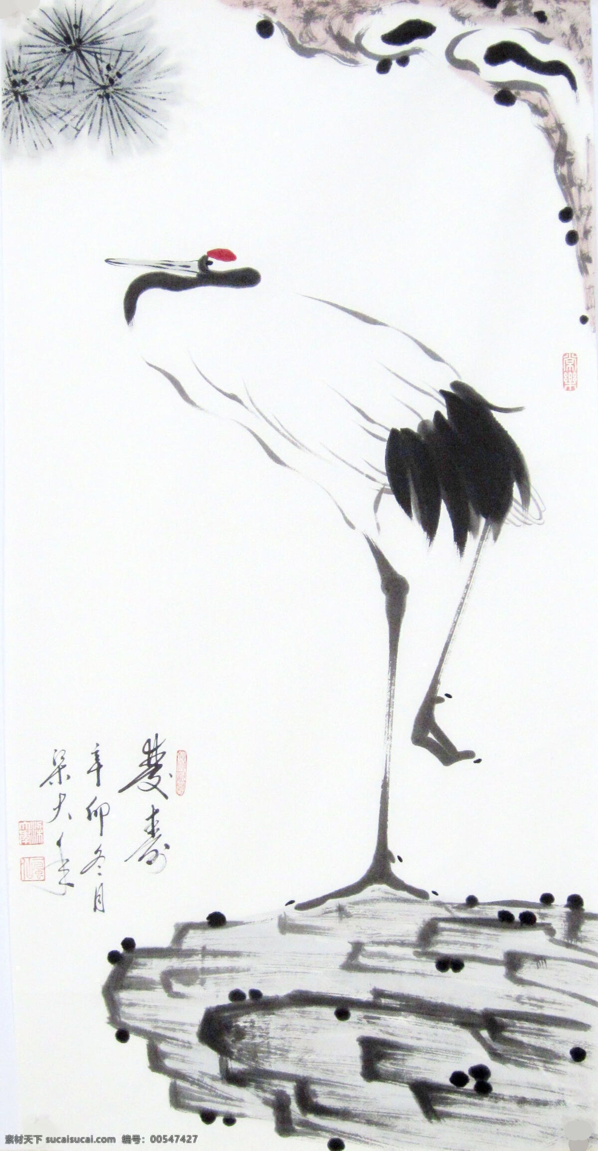 鹤 国画 梁大年 丹顶鹤 仙鹤 日本鹤 japanese crane 丹青 书画 文人画 梁克民 一风山人花鸟 水墨 双逸斋 写意 美术 风 山人 梁 大年 中国画 绘画书法 文化艺术