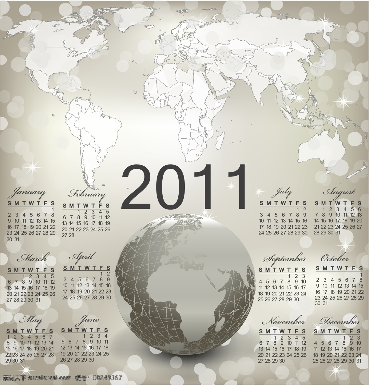 2011 年 时尚 风格 日历 矢量 简约 淡雅 2011年 地图 星光 唯美 曲线 飞舞 背景 矢量素材 红色