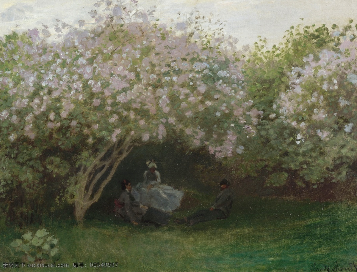 风景 建筑 田园 植物 水景 印象 画派 写实主义 油画 装饰画 weather grey lilacs 家居装饰素材