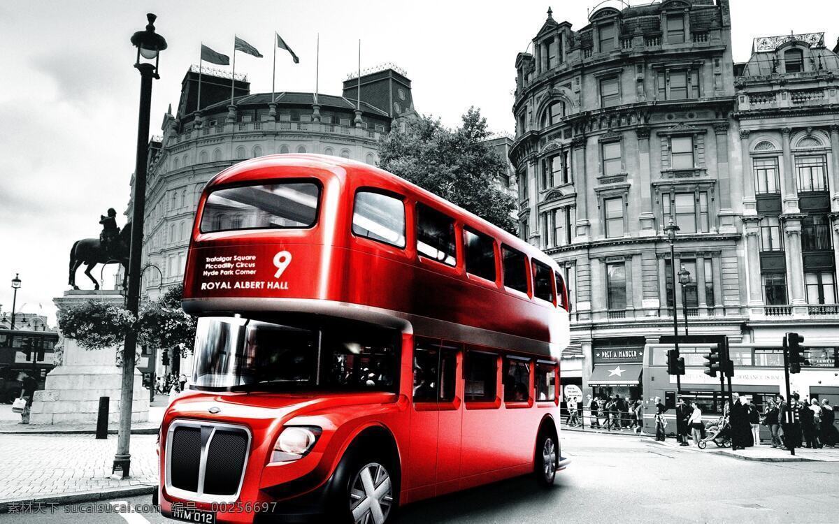 伦敦街景 伦敦 街景 观光车 颜色 对比 交通工具 现代科技