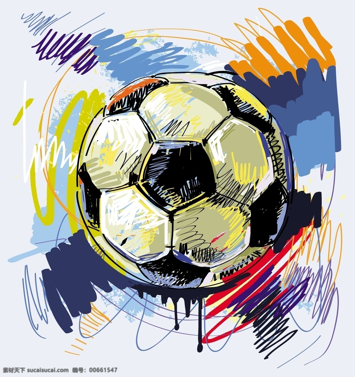 彩绘 足球 插画 矢量 彩铅 线绘 手绘 涂鸦 线描 绘画 美术 体育 体育运动 运动 赛事 比赛 背景 海报 画册 文化艺术 白色
