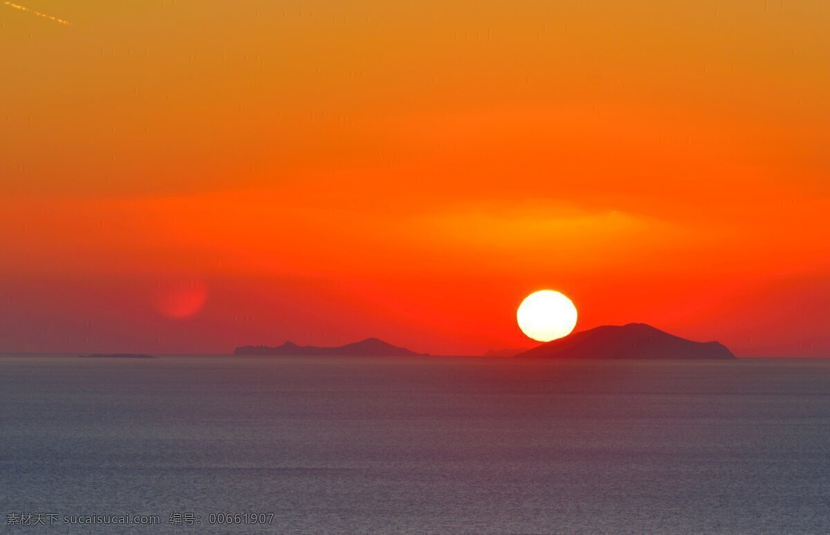 圣托里尼 希腊 地中海 爱琴海 欧洲 日出 天空 大海 风光 国外 国外风光 气势蓬勃 朝阳 海平面 风光摄影 自然景观 自然风景